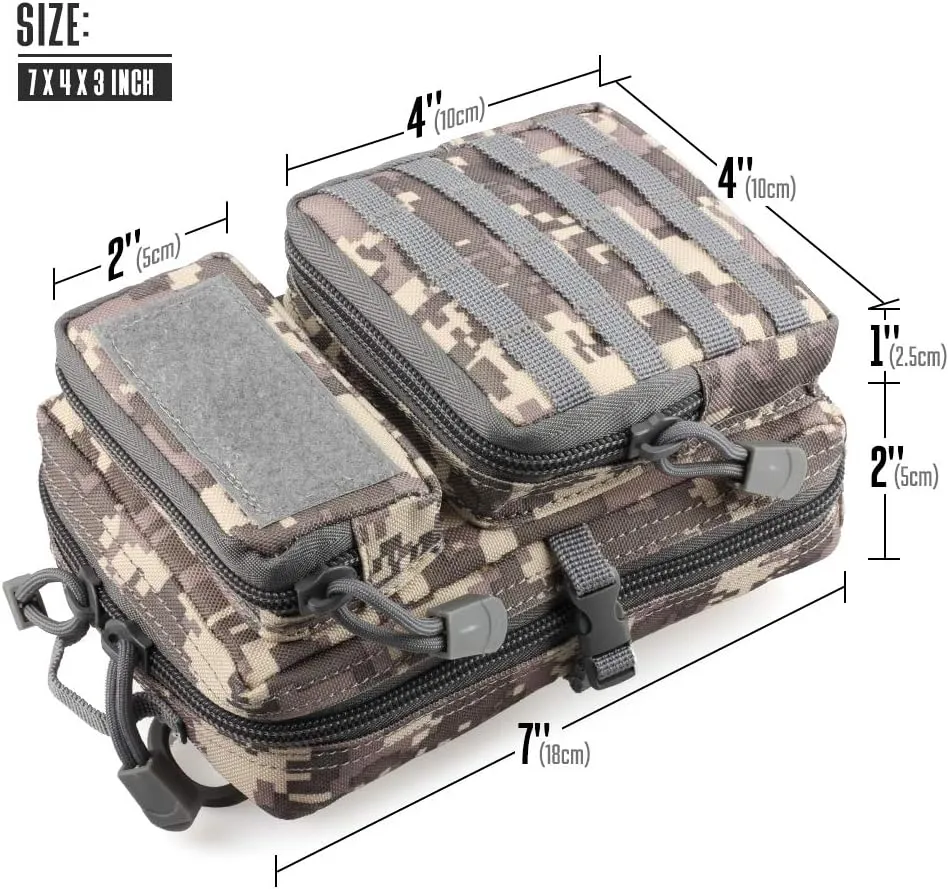 Tactical Molle Utility Pouch, EDC Tool Pouch Tactical Phone Pouches Mini Waist Pouches Medical EDC IFAK Pack Mini Design of 3-Day Backpack