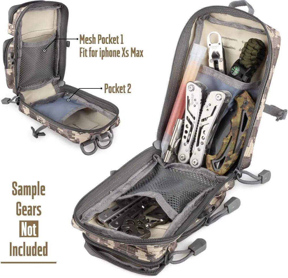 Tactical Molle Utility Pouch, EDC Tool Pouch Tactical Phone Pouches Mini Waist Pouches Medical EDC IFAK Pack Mini Design of 3-Day Backpack