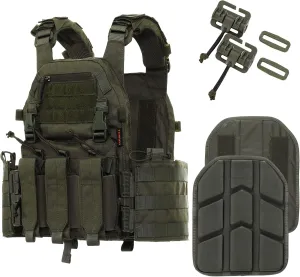 Tactical Molle Vests with Triple mag Pouch and Side Cummerbund Pouches, Quick Release Vests for Men
