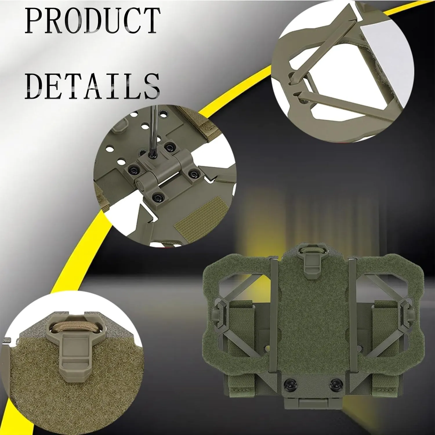 Tactical Plate Carrier Vest Attachments Universal Phone Chest Mount for Screen Size 4.7"-6.4" Molle Foldable Navigation Phone Holder Board