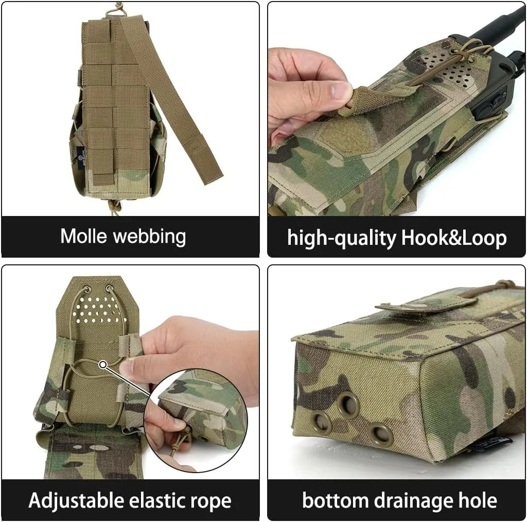 Tactical Universal Radio Holster Military Heavy Duty Holder Case for Two Way Walkie Talkie Nylon Pouch for PRC148/152 MPU5