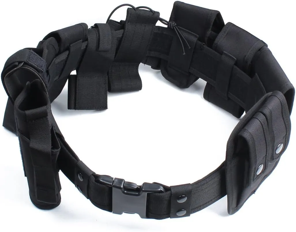 Tactical Waist Belt with 10pcs Bags Holster Set Law Enforcement Modular Equipment System Security Military Duty Utility Belt Camping Hunting, Sports and Outdoor