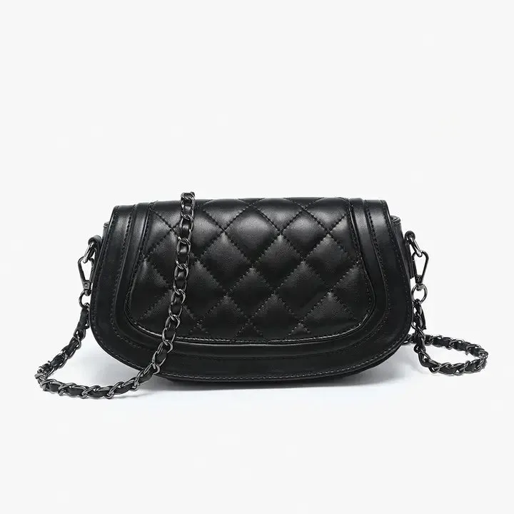 Taipei Quilted Flapover Crossbody w/ Chain Strap