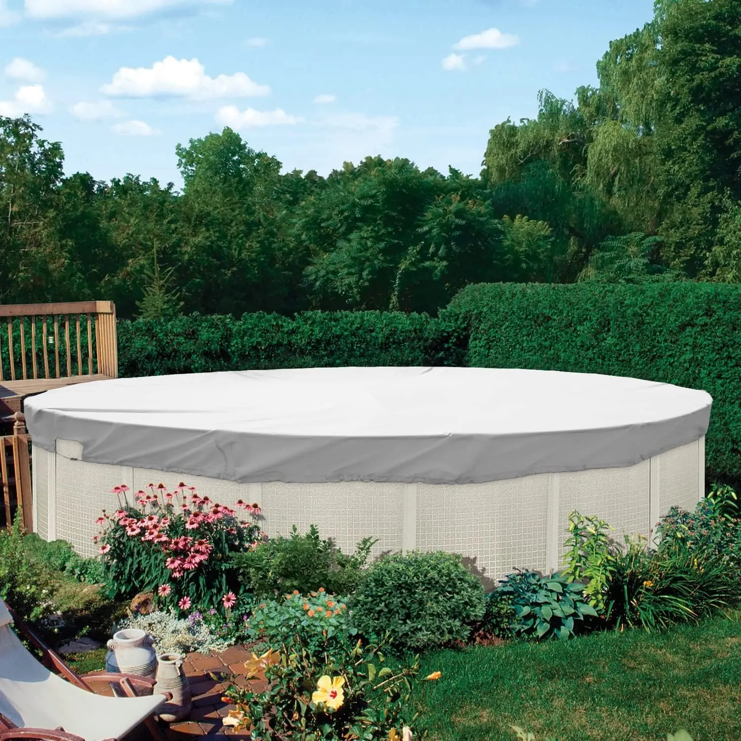 TANG 9' ft Round Pool Covers for 6 Feet Round Pool Above Ground Pool Winter Waterproof Covers Wire Rope Hemmed All Edges 3ft Overlap for Above Ground Swimming Pools, Trampoline Cover