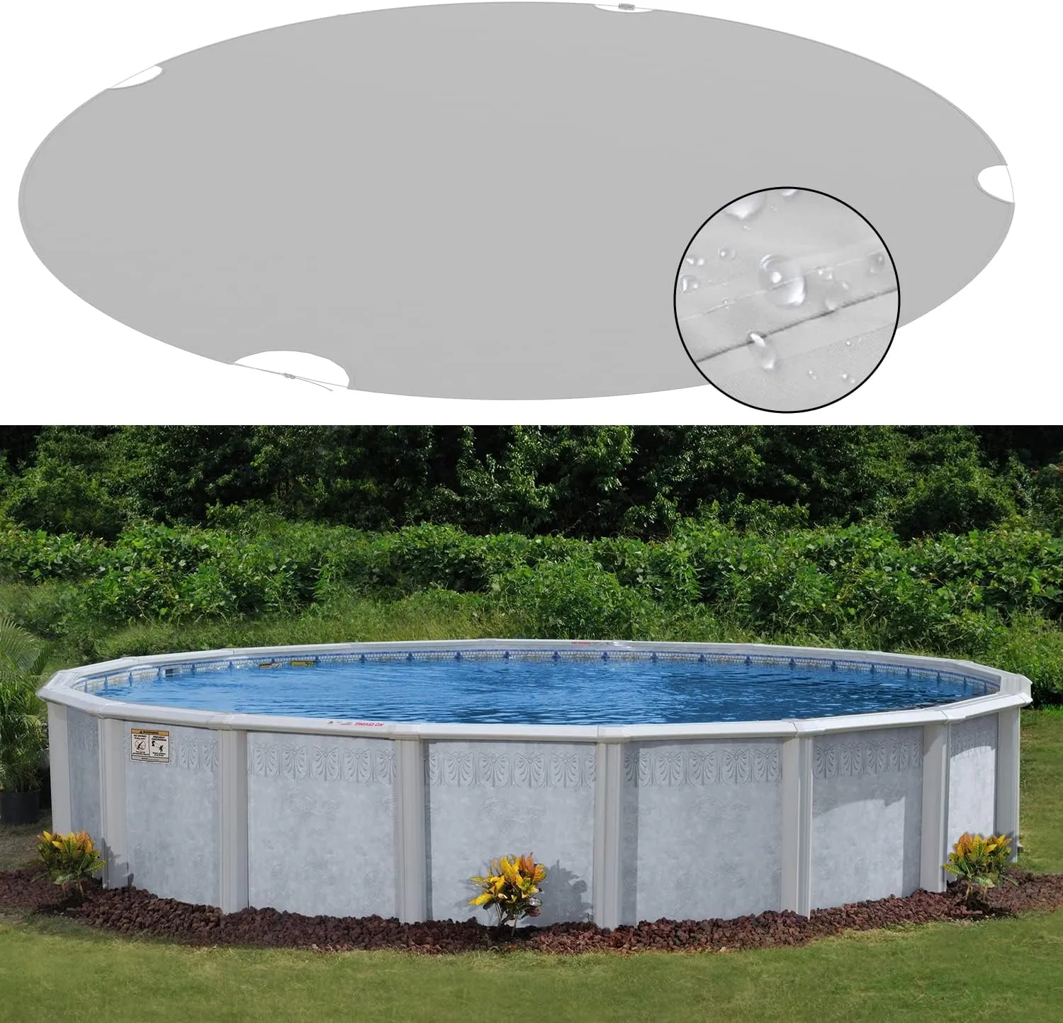 TANG 9' ft Round Pool Covers for 6 Feet Round Pool Above Ground Pool Winter Waterproof Covers Wire Rope Hemmed All Edges 3ft Overlap for Above Ground Swimming Pools, Trampoline Cover