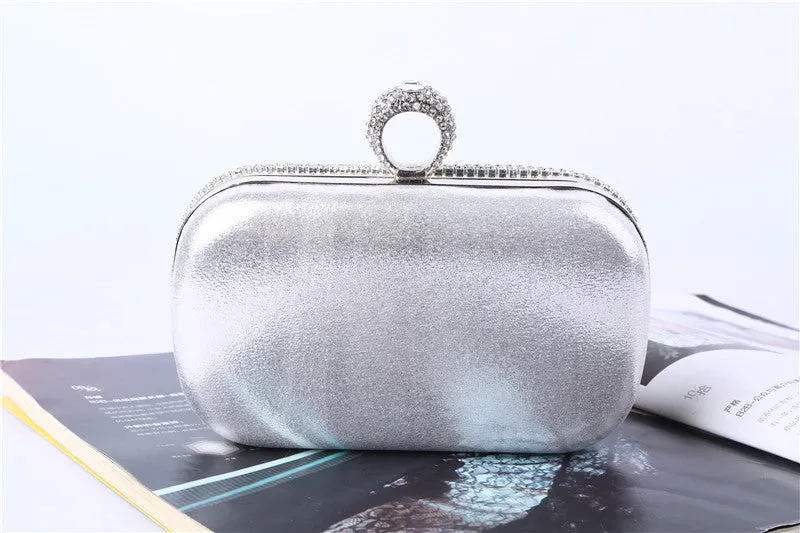Tassel Rhinestone Silver Clutch