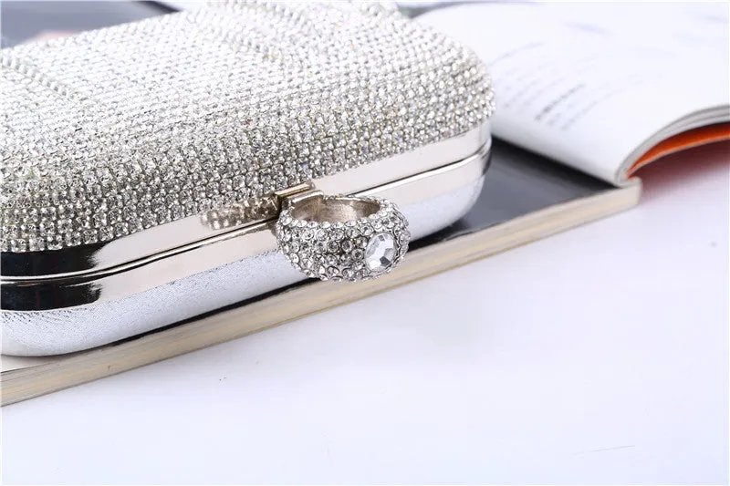 Tassel Rhinestone Silver Clutch