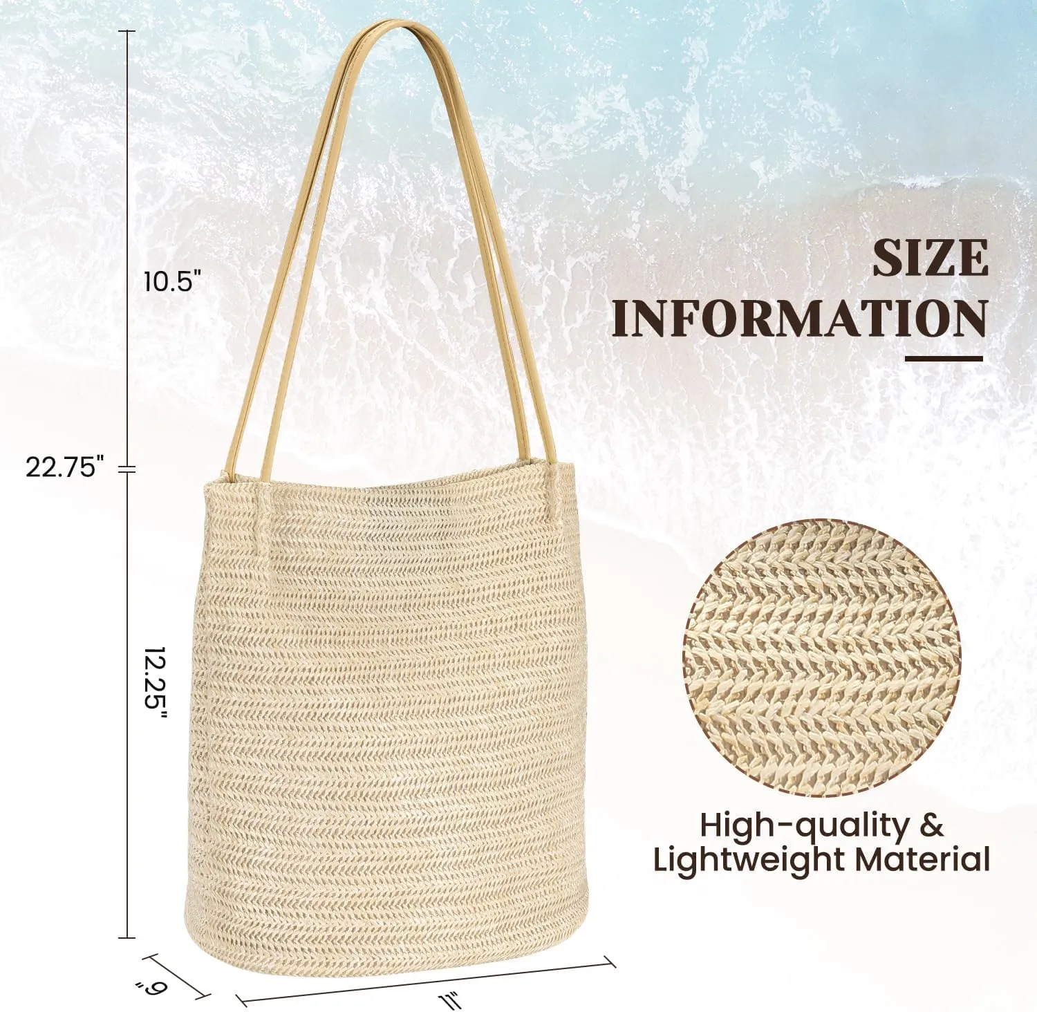 Tavaleu Straw Beach Bags for Women, Tote Handbag Shoulder Bag for Women, Beach Straw Purse Buckets Summer Fashion Hobo Bags