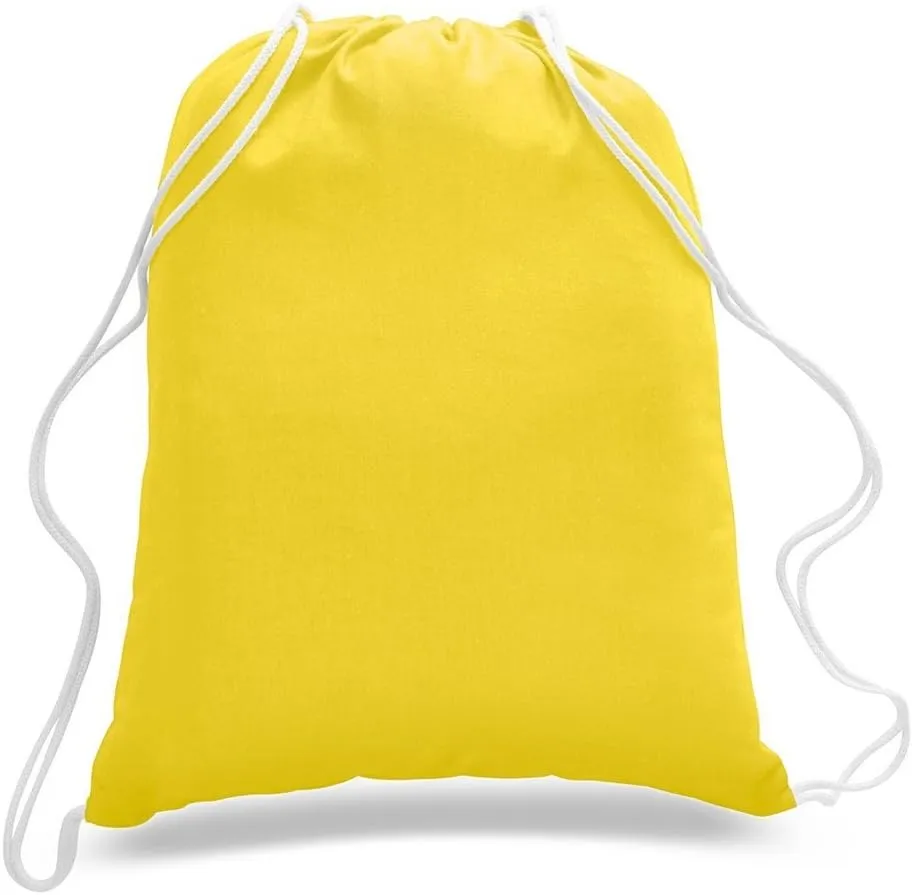 TBF 12 Pack Bulk Cotton Canvas Drawstring Backpack Bags (14" W x 18" H) - Perfect for DIY, Crafts, Events & More
