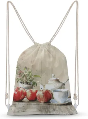 Teapot And Cup Drawstring Backpack for Women Men Drawstring Bag for Travel Swimming Sports Gym Bag