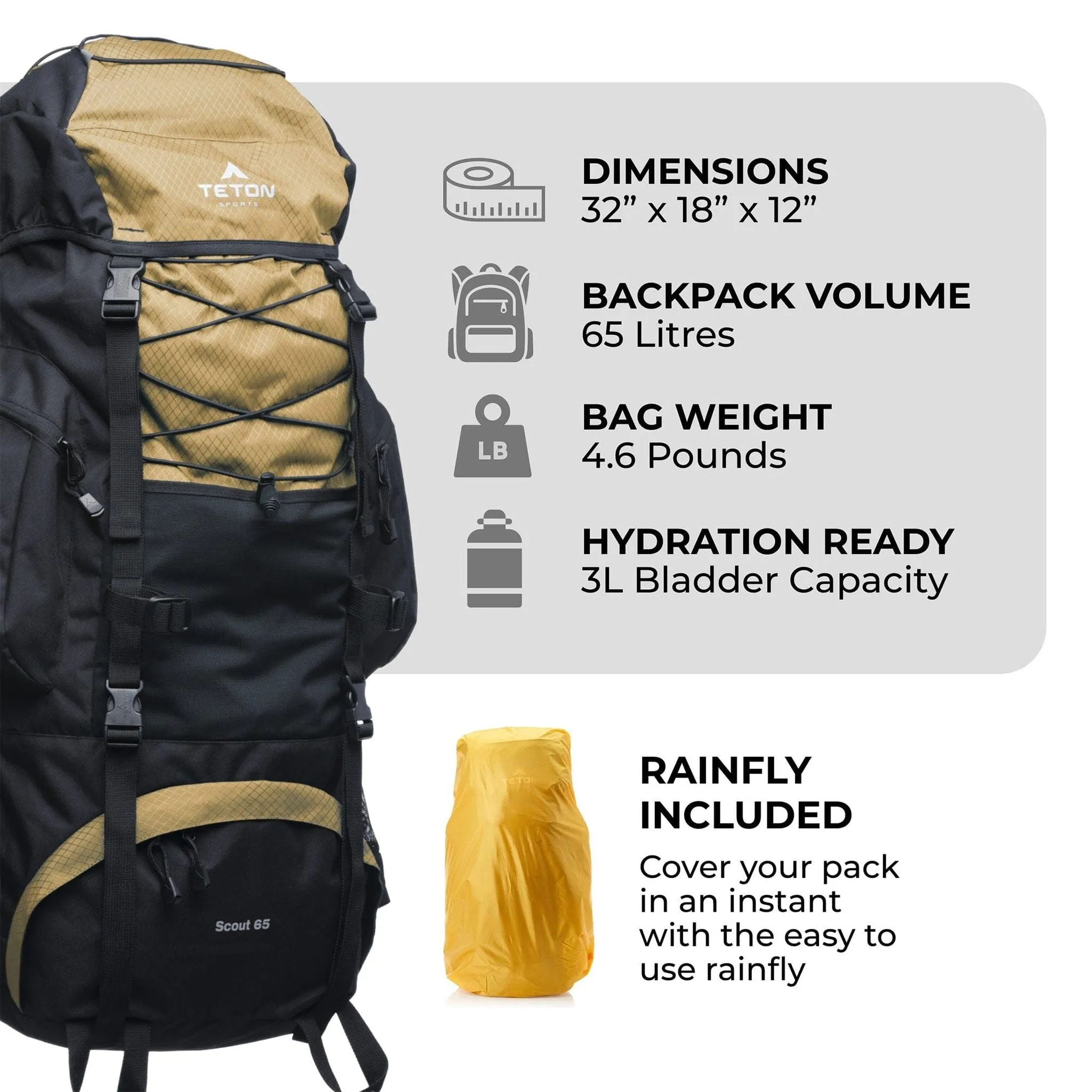 Teton Sports Scout 65l Backpack in Black