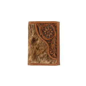 The Tri-Fold Tooled Calf Hair Wallet