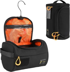 Toiletry Bag for Men 500D Nylon Waterproof Tactical Shower Bag with Hanging Hook, Dry Wet Separation for Travel, Camping, Hunting, Outdoor Essentials (Black)
