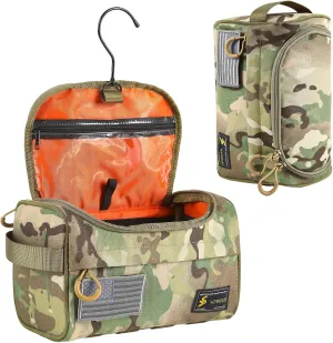 Toiletry Bag for Men 500D Nylon Waterproof Tactical Shower Bag with Hanging Hook, Dry Wet Separation for Travel, Camping, Hunting, Outdoor Essentials