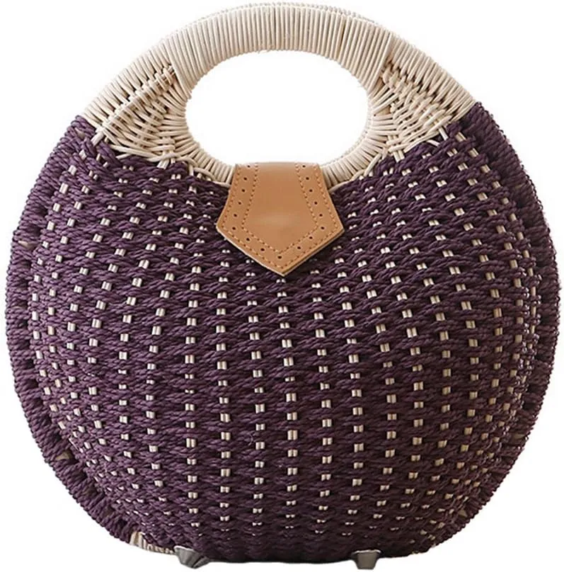 TONWHAR® Lady's Stylish Shell Shape Straw Tote Handbag Rattan Beach Bag