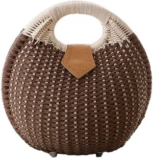TONWHAR® Lady's Stylish Shell Shape Straw Tote Handbag Rattan Beach Bag