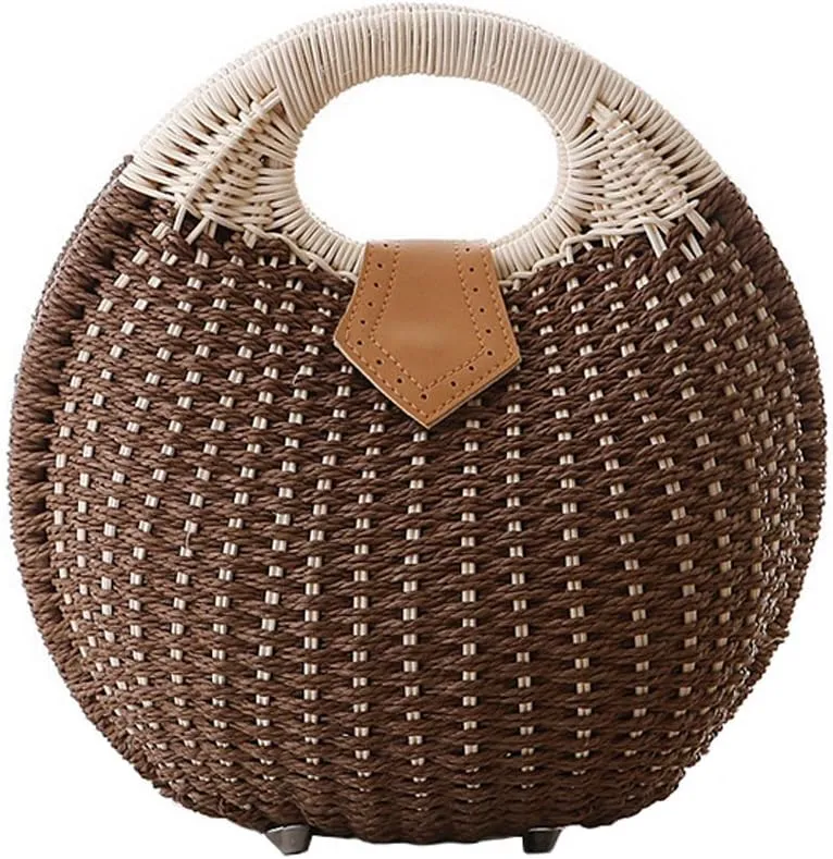 TONWHAR® Lady's Stylish Shell Shape Straw Tote Handbag Rattan Beach Bag
