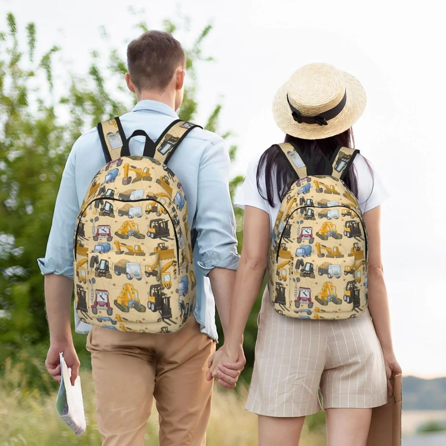 Tool truck assembly crane excavator forklift truck Canvas Backpacks Laptop Backpack Multipurpose Double Shoulder Bag for Men Women Gifts Small