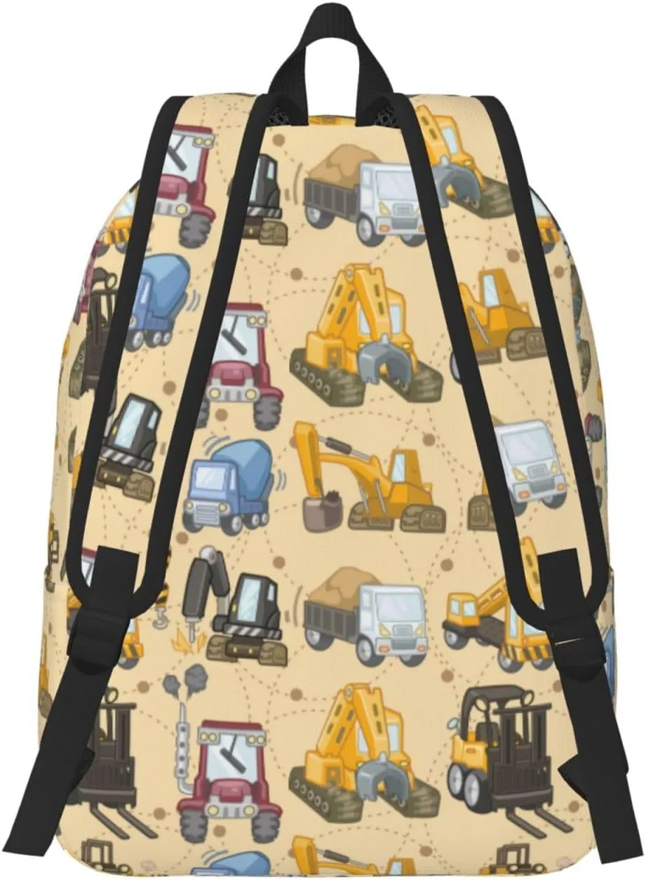 Tool truck assembly crane excavator forklift truck Canvas Backpacks Laptop Backpack Multipurpose Double Shoulder Bag for Men Women Gifts Small