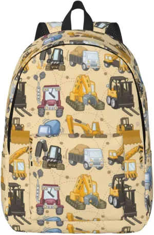 Tool truck assembly crane excavator forklift truck Canvas Backpacks Laptop Backpack Multipurpose Double Shoulder Bag for Men Women Gifts Small