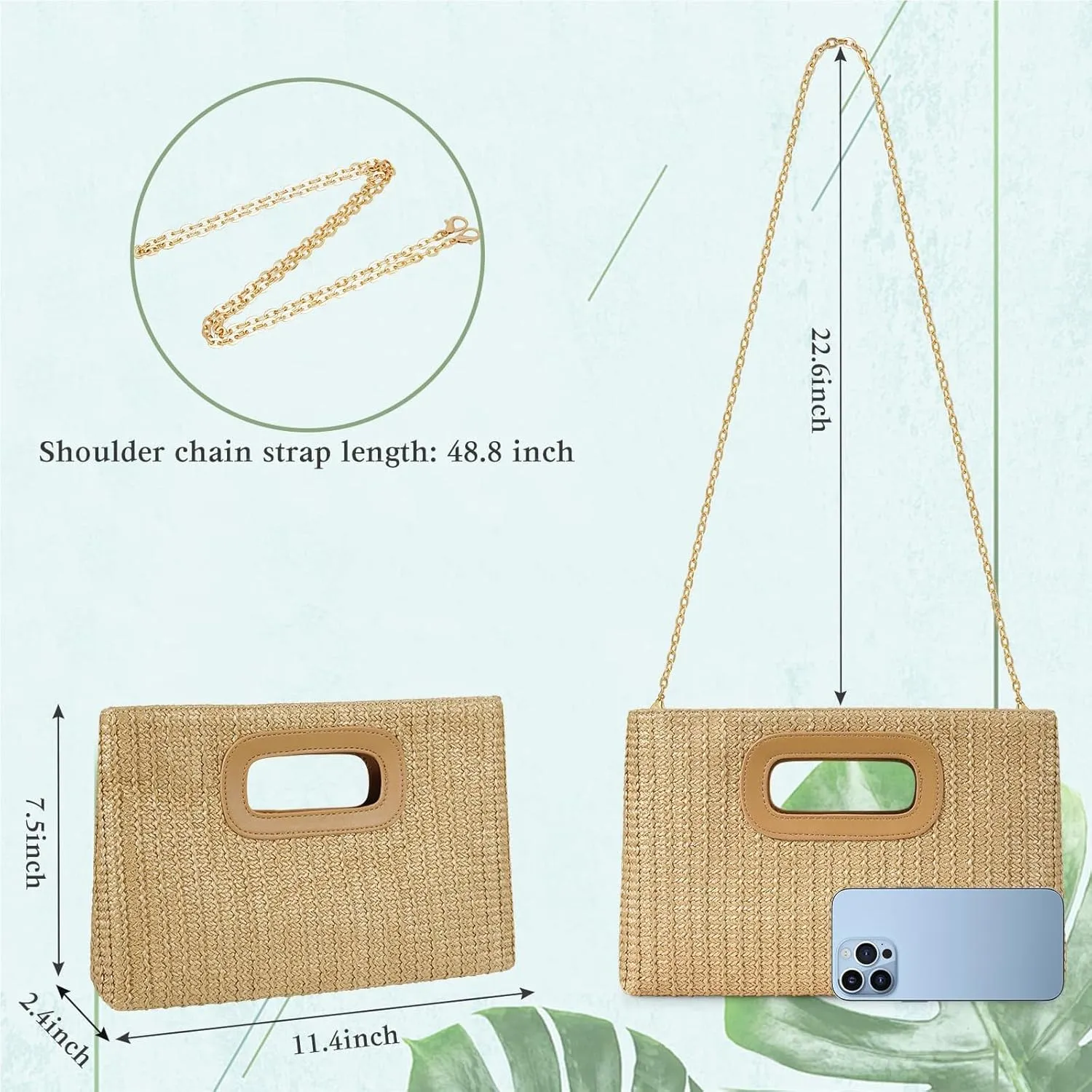 Top Handle Clutch Handbags for Women, Evening Handbag Shoulder Crossbody Purse with Gold Chain