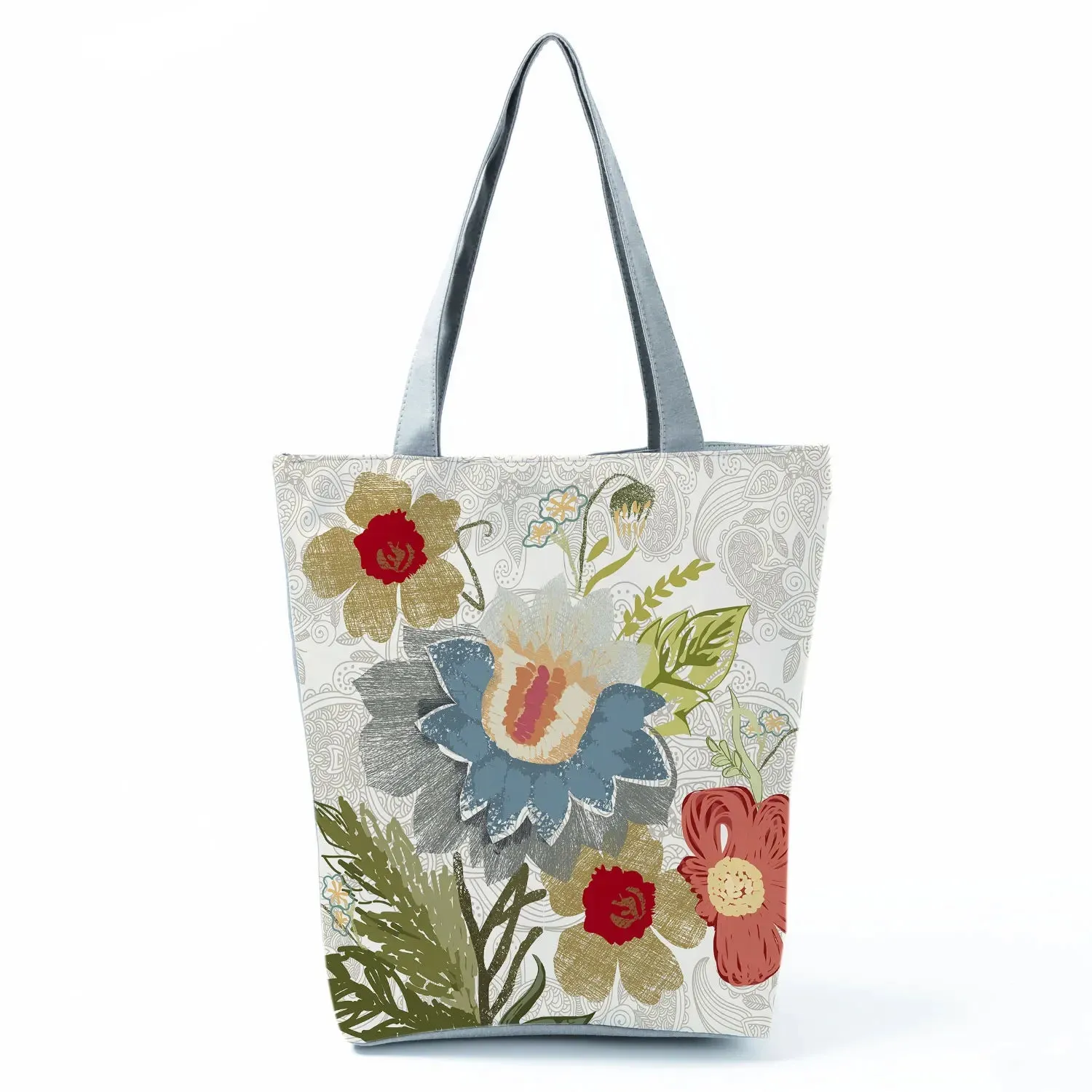 Tote Bag Ladies Outdoor Large Capacity School Teacher Gift Bag Shopping Bag Botanical Flower Print Casual Women Shoulder Bag