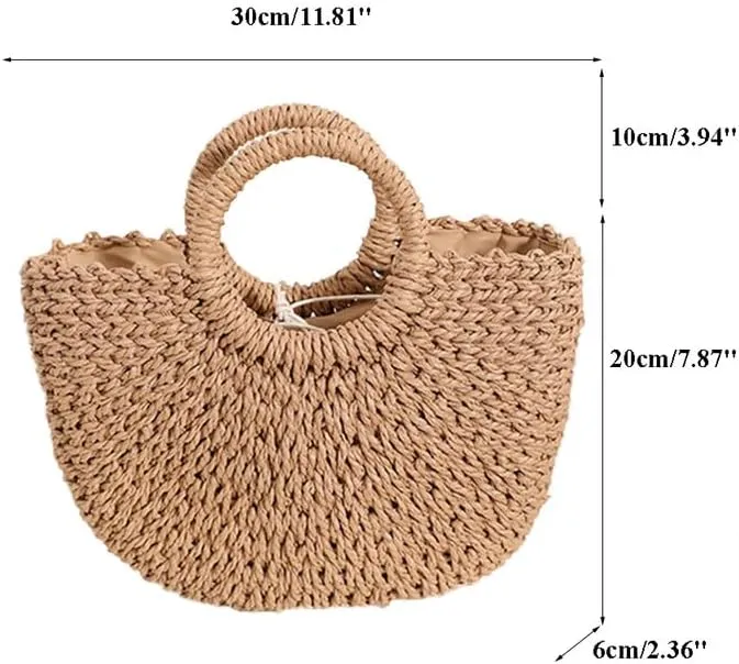 Tote Bags for Women rattan Tote Purse Top Handle Straw Handbag for Women Straw Summer Beach Bag for Holiday Vacation