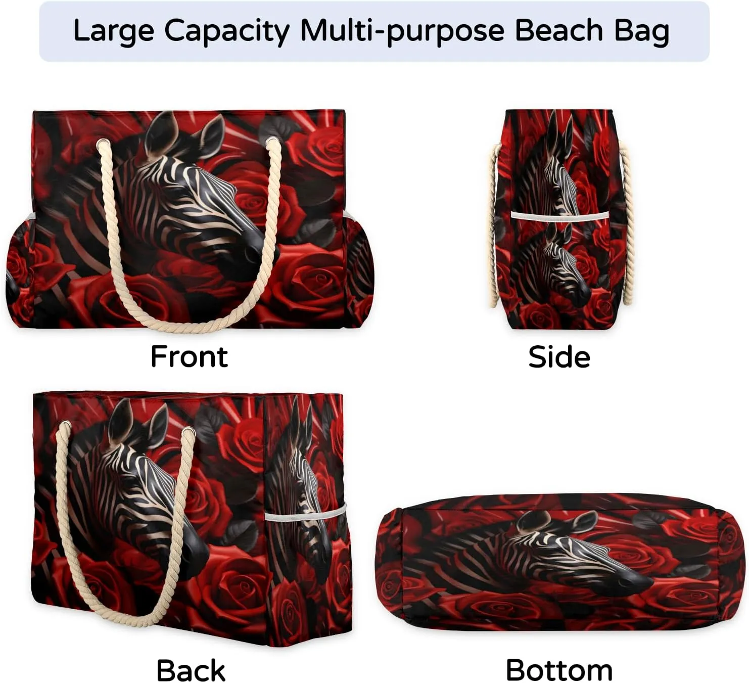 Tote Beach Bag for Women Large Zipper Beach Bags Waterproof Sandproof Gym Swim Pool Travel Bag