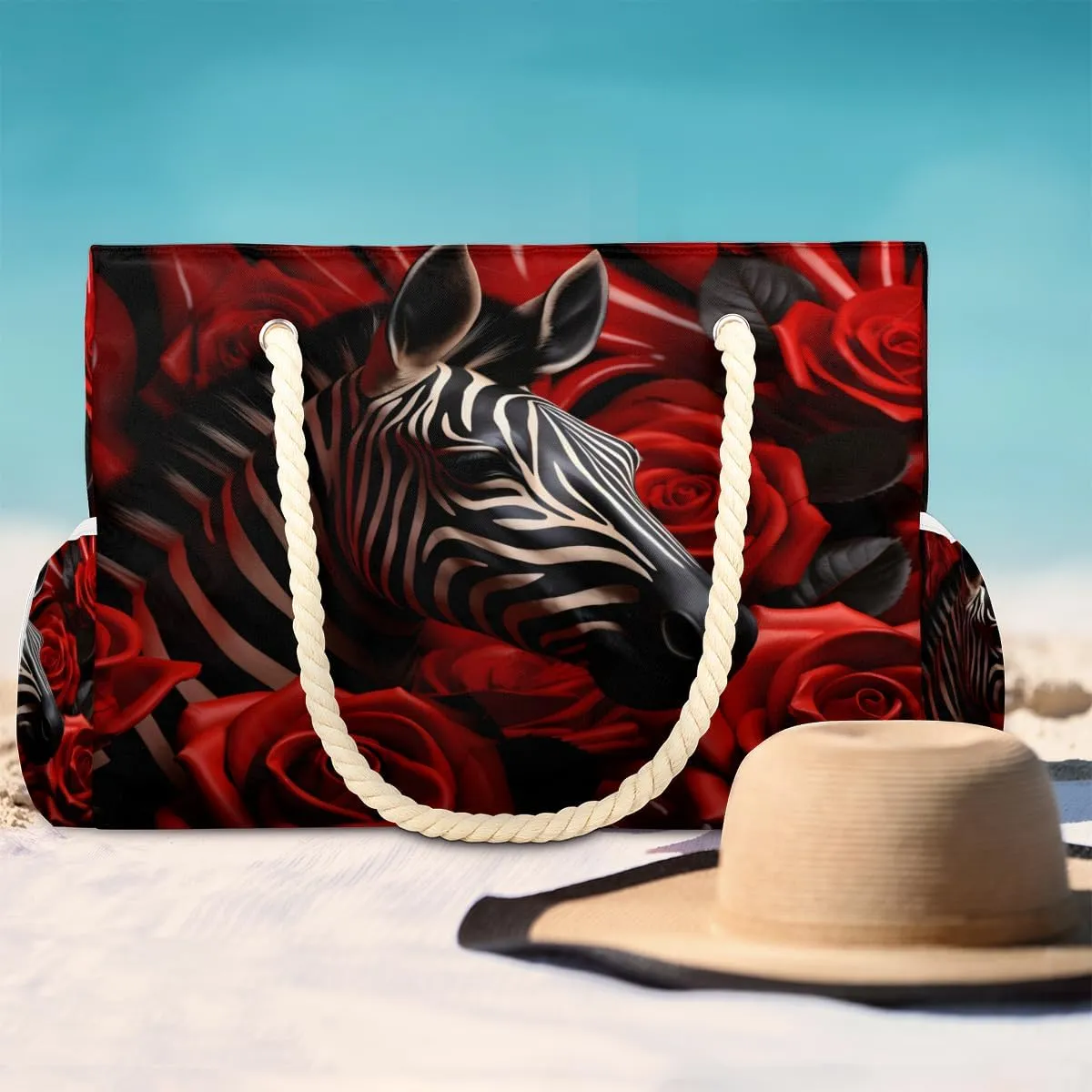 Tote Beach Bag for Women Large Zipper Beach Bags Waterproof Sandproof Gym Swim Pool Travel Bag