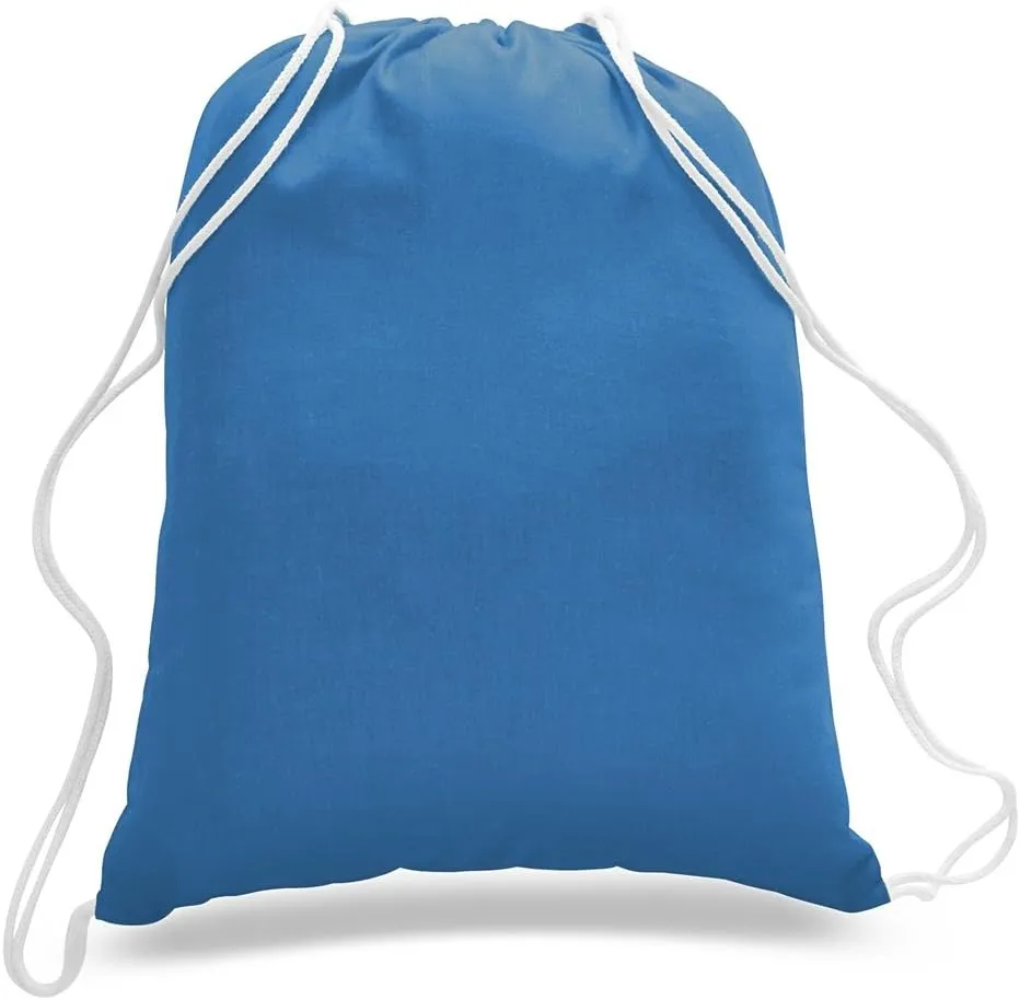 ToteBagFactory 6-Pack Cotton Canvas Drawstring Backpacks: Blank, Plain, Reusable Cloth, 14" W x 18" H