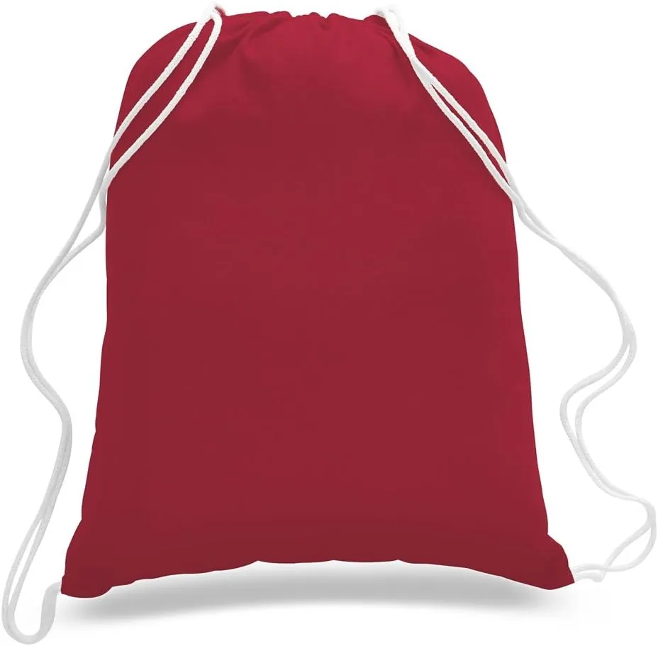 ToteBagFactory 6-Pack Cotton Canvas Drawstring Backpacks: Blank, Plain, Reusable Cloth, 14" W x 18" H
