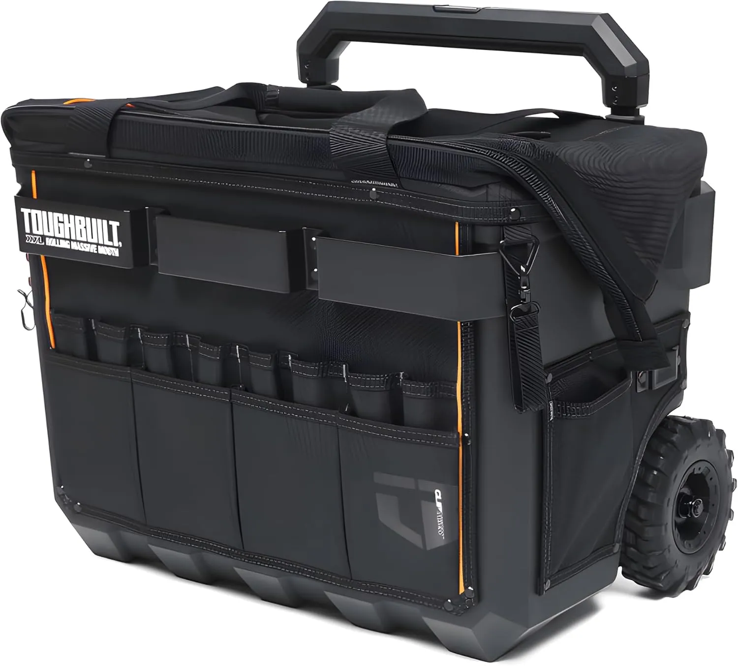 ToughBuilt Rolling Storage Tool Bag, Heavy Duty Pouch Organizer, XXL Massive Mouth, Black