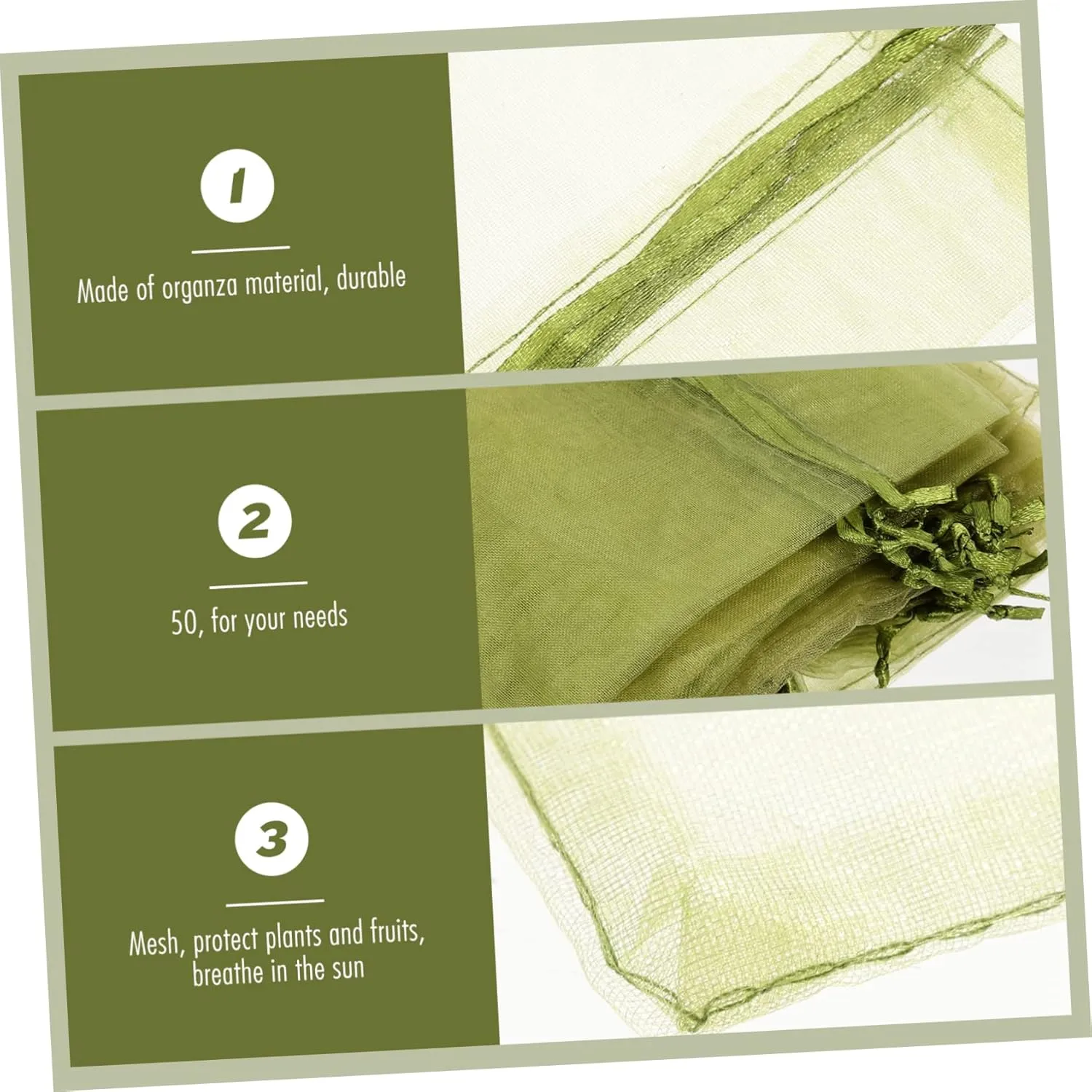 TOYANDONA 2sets 50pcs Organza Fruit Protection Bags Durable Netting Pouches for Fruits Vegetables Reusable Easy to Install for Organic Gardening 50pcs*2