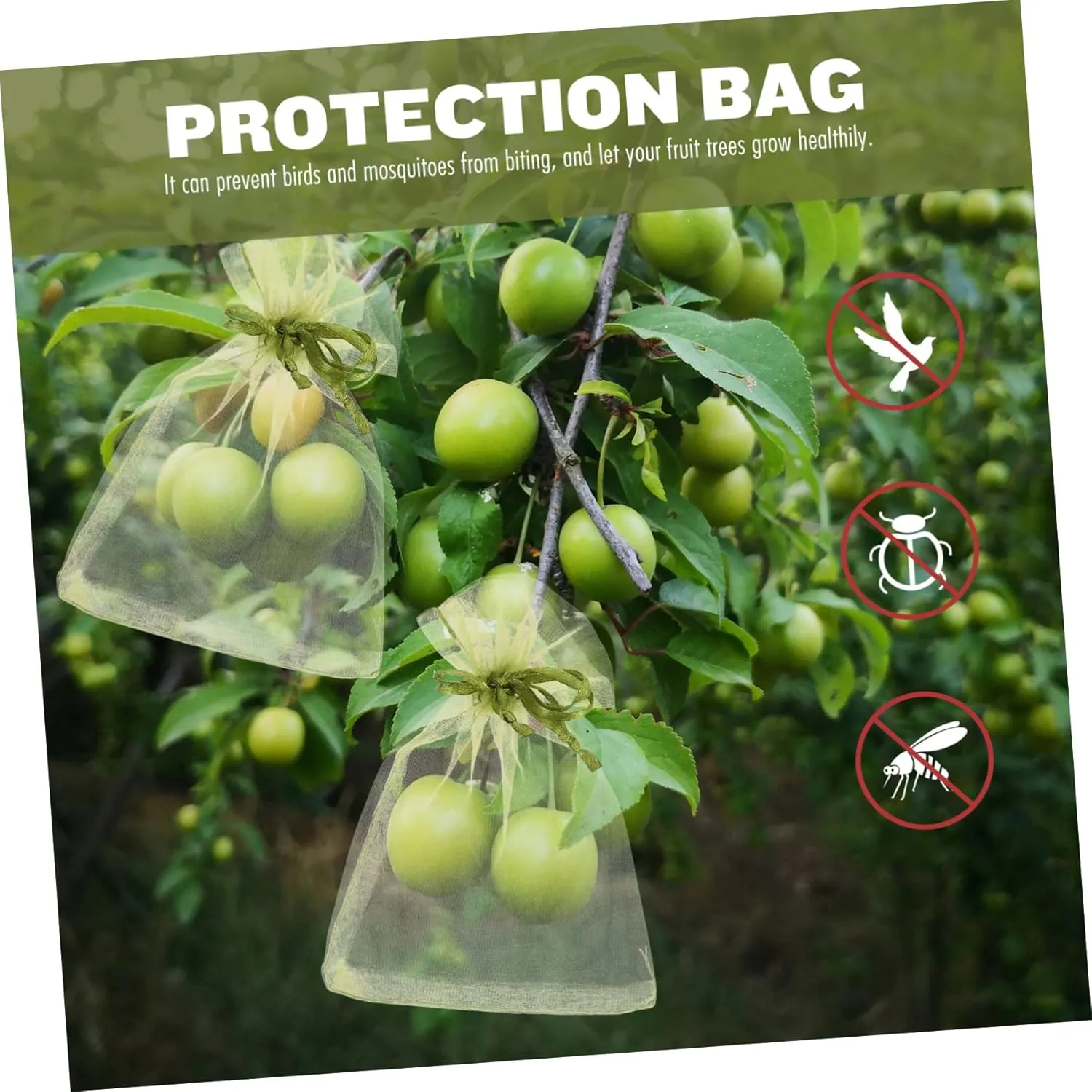 TOYANDONA 2sets 50pcs Organza Fruit Protection Bags Durable Netting Pouches for Fruits Vegetables Reusable Easy to Install for Organic Gardening 50pcs*2