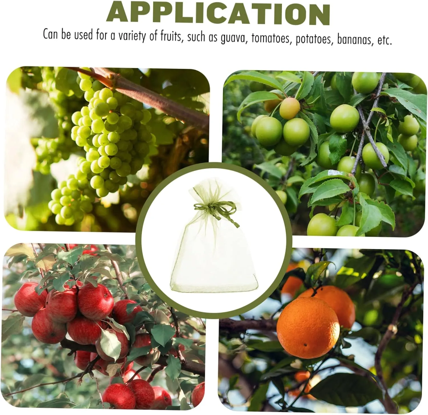 TOYANDONA 2sets 50pcs Organza Fruit Protection Bags Durable Netting Pouches for Fruits Vegetables Reusable Easy to Install for Organic Gardening 50pcs*2