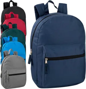 Trail maker Wholesale 15 Inch Kids Backpacks in Bulk With Padded Straps, 24 Pack Small Backpacks for Kids Bulk (6 Color Assortment)
