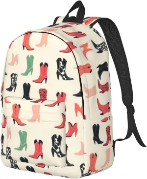 Travel Backpack for Women Men - 20L Vintage Colorful Boots Print Canvas Simple Modern Backpack Bag for Hiking