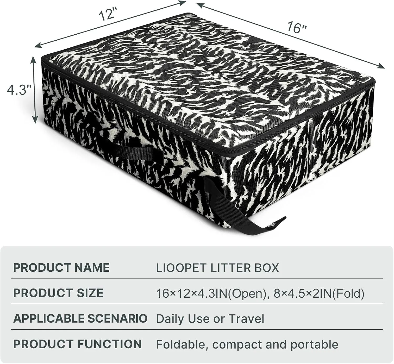 Travel Cat Litter Box Portable Foldable 16x12x4.3in Camo for Hotels & Road Trips