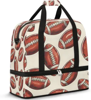 Travel Duffel Bag Cartoon Footballs Weekender Bag with Shoe Compartment Foldable Overnight Bags for Travel Sports Lightweight Gym Bags for Men Women