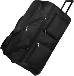 Travel Duffel Bag Luggage Heavy Duty Travel Rolling Backpack 32 Inch for Relocating Abroads Studying Overnight Trip, Black