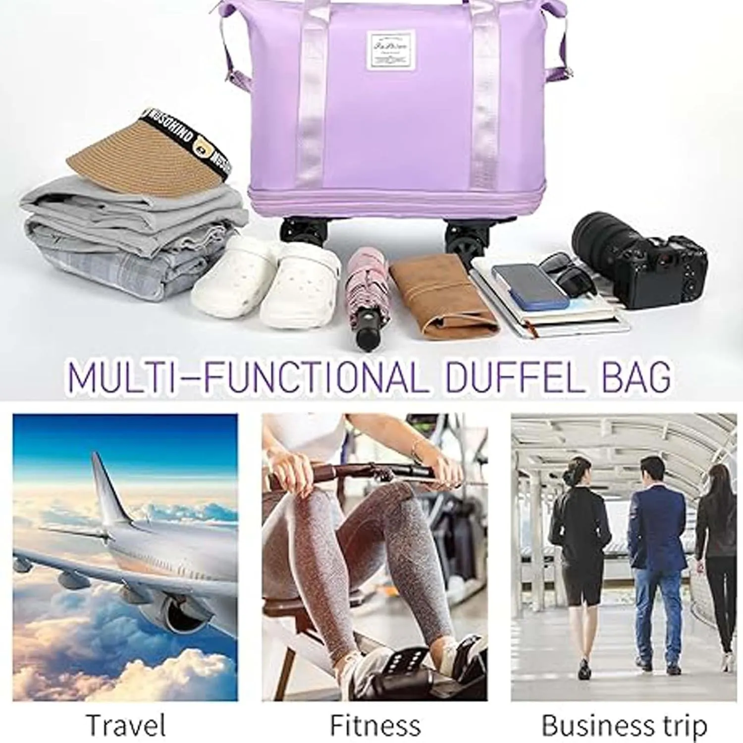 Travel Duffel Bag Sports Tote Gym Bag Overnight Bag for expandable luggage bag Foldable Travel Bag