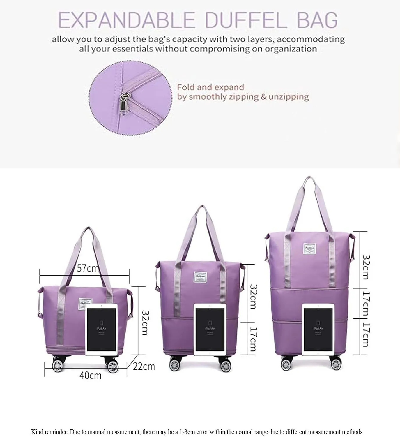 Travel Duffel Bag Sports Tote Gym Bag Overnight Bag for expandable luggage bag Foldable Travel Bag