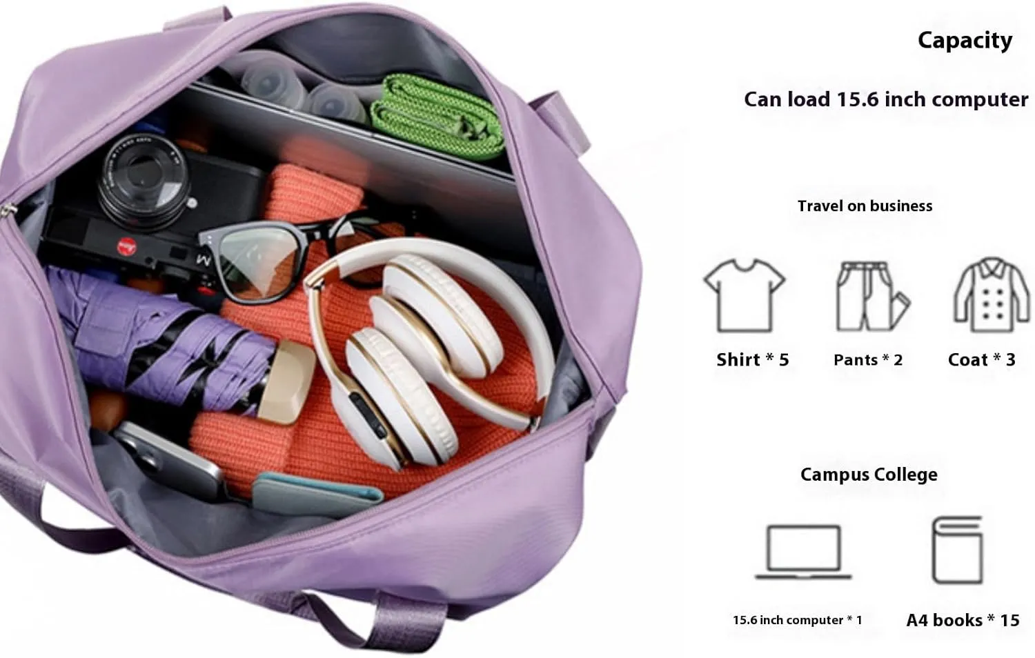 Travel Duffel Bag with Wheels, Expandable Foldable Rolling Luggage Bag with Detachable Wheels for Wome, Rolling Duffle Bag, Carry On, Large Weekend Bag Overnight Bag (Dark purple)