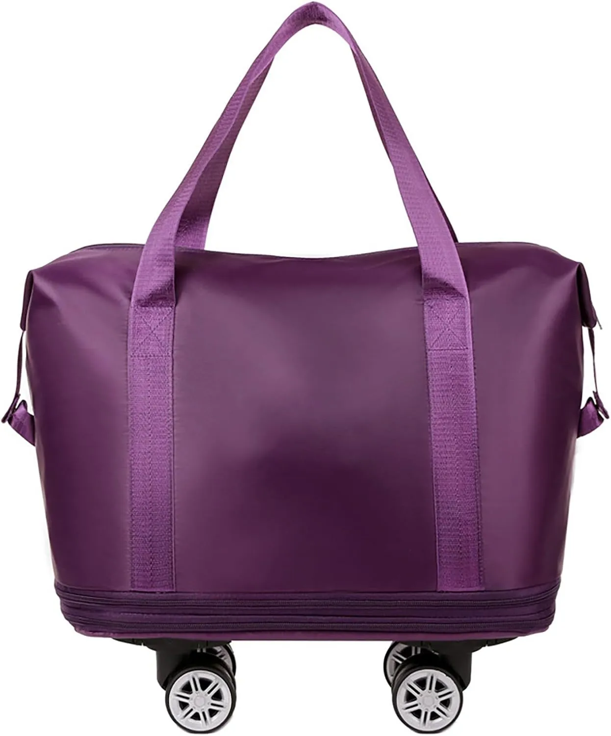 Travel Duffel Bag with Wheels, Expandable Foldable Rolling Luggage Bag with Detachable Wheels for Wome, Rolling Duffle Bag, Carry On, Large Weekend Bag Overnight Bag (Dark purple)