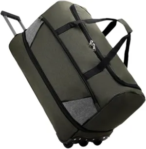 Travel Duffel Bag with Wheels Suit Dress Bag Carrying Case Telescopic Aluminum Handle for Gym Sport Water Resistant Versatile, Green L
