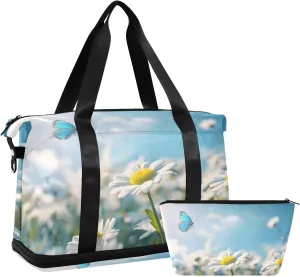 Travel Duffel Gym Sports Luggage Bag Expandable Large Capacity Spring Meadow Sports Bag for Women and Men