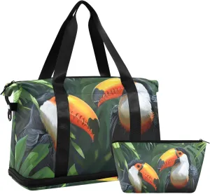 Travel Duffel Gym Sports Luggage Bag Expandable Large Capacity Tucans Sports Bag for Women and Men