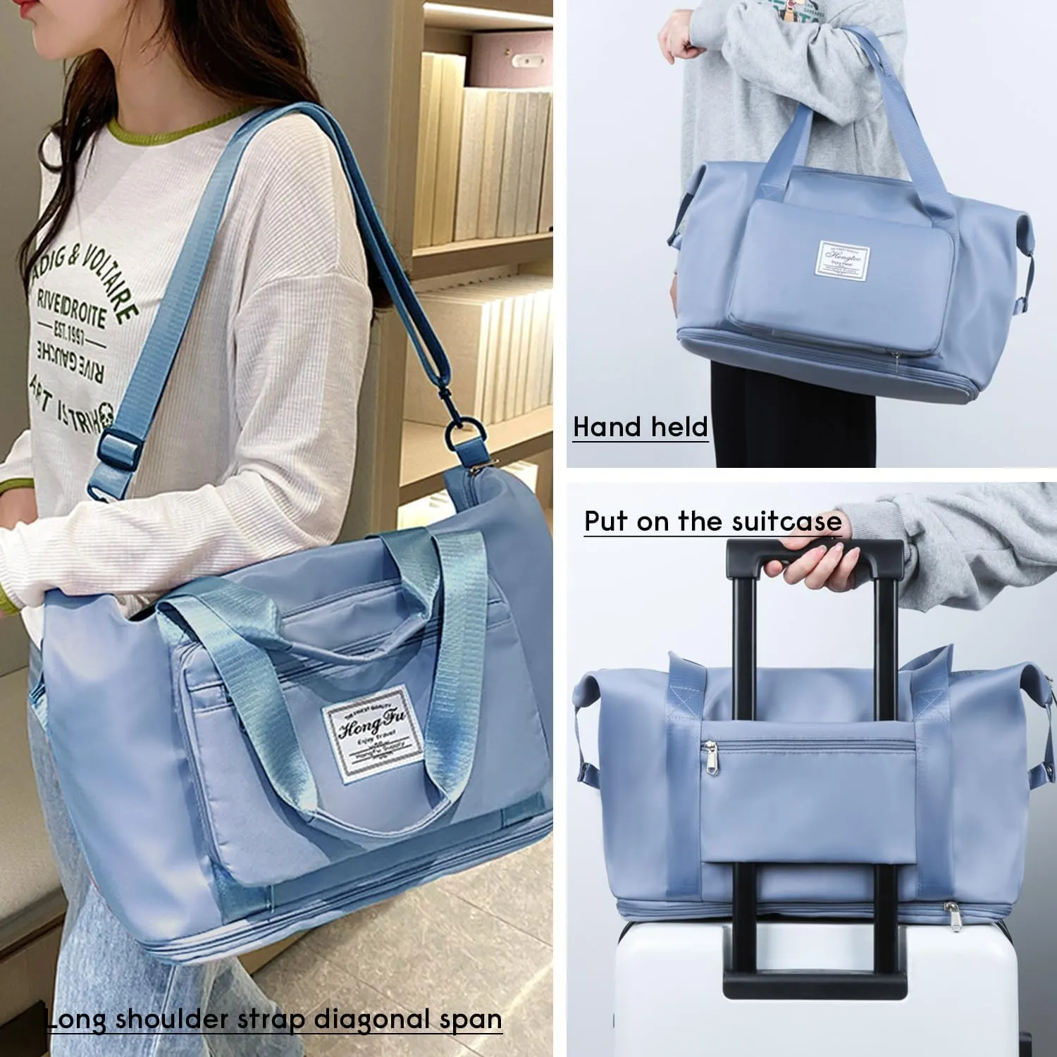 Travel Duffel Tote Bag,Travel Weekender Overnight Bags Women Carry On Bag Totes for Airplanes,Sports Gym Duffle with Trolley Sleeve