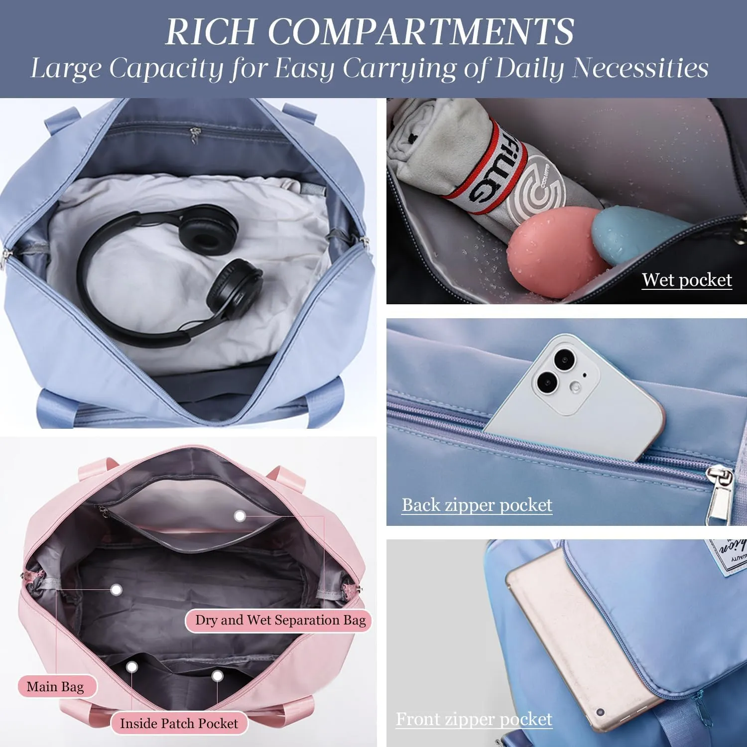 Travel Duffel Tote Bag,Travel Weekender Overnight Bags Women Carry On Bag Totes for Airplanes,Sports Gym Duffle with Trolley Sleeve