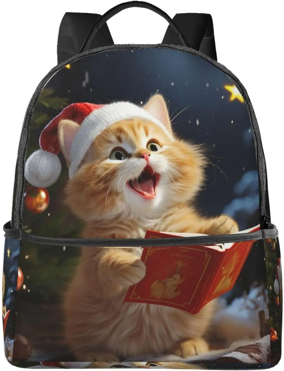 Travel Laptop Backpack Cute Cat Sing Christmas Carols Fashion Backpacks for Women Men Computer Bag Lightweight Hiking Daypack